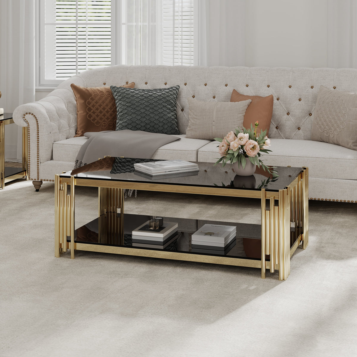 Rectangular Glass Top Coffee Table T6720