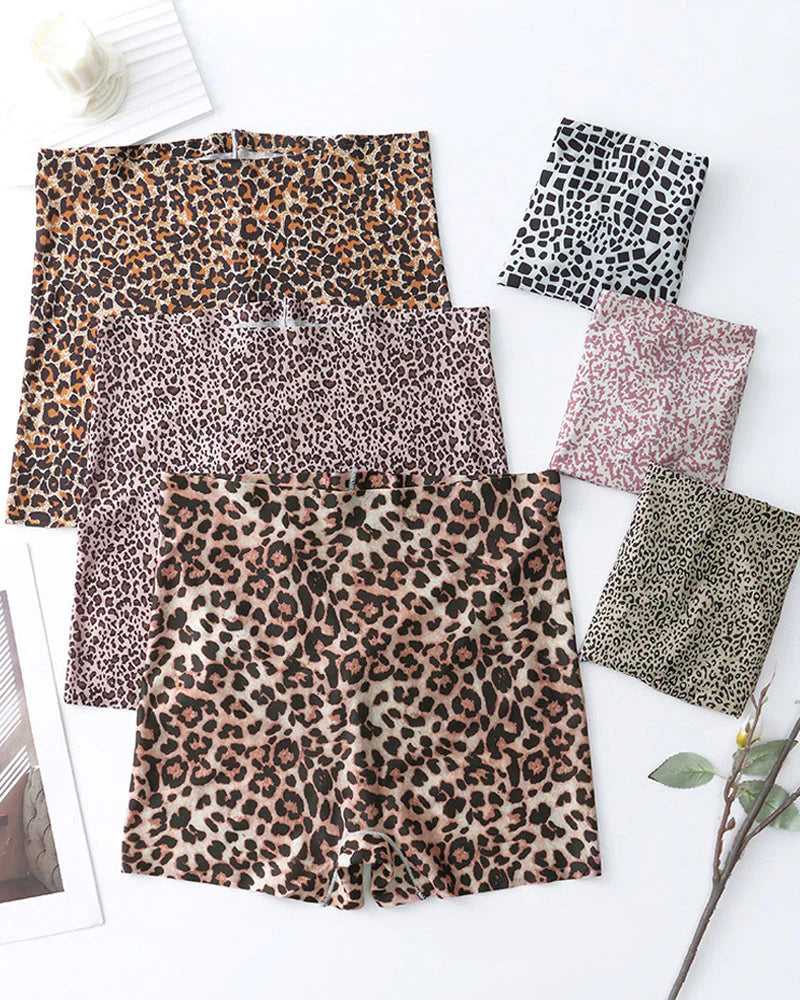 Mid-Rise Ice Silk Leopard Panties 6 Pack D455811