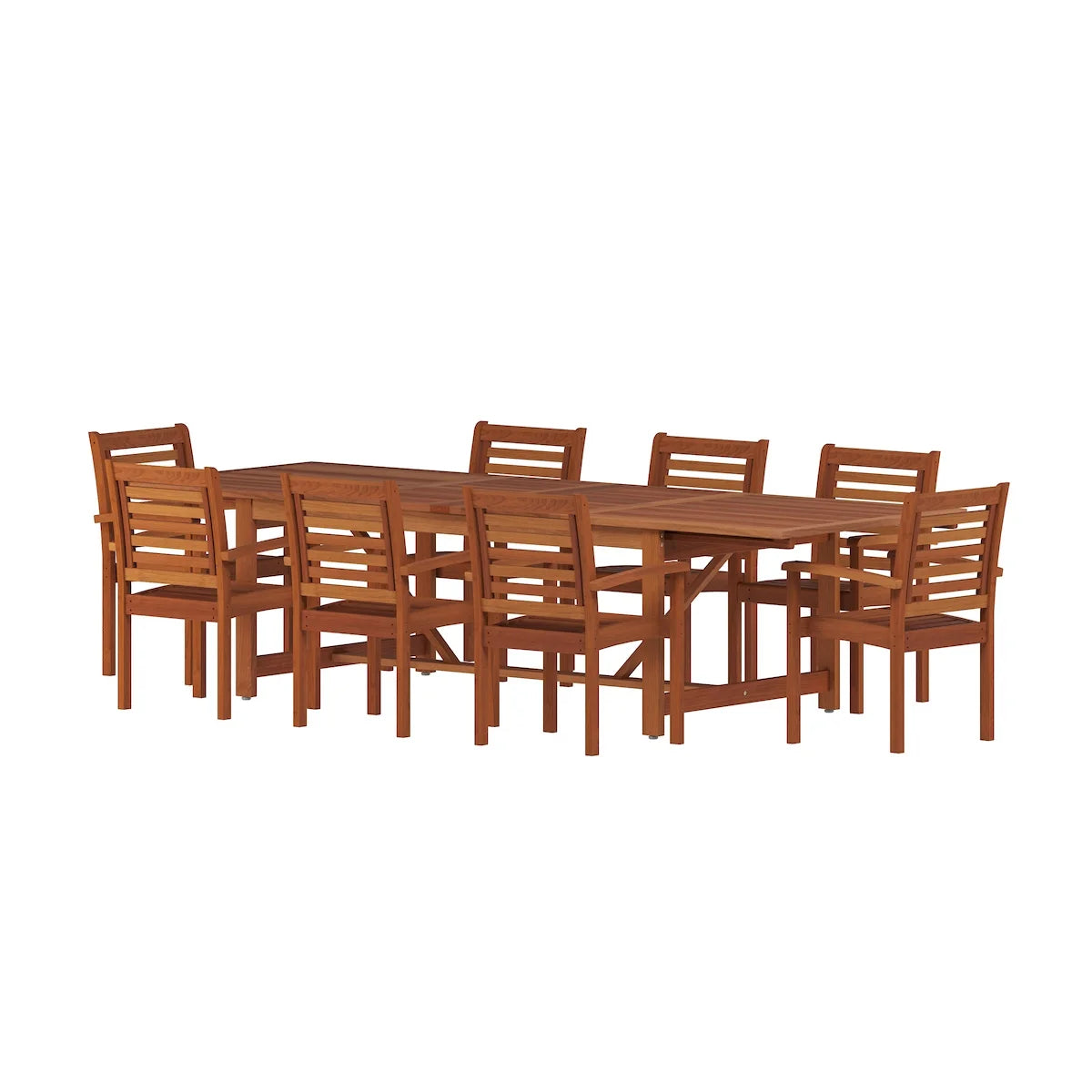 9-Piece Eucalyptus Extendable Rectangular Patio Dining Set N182