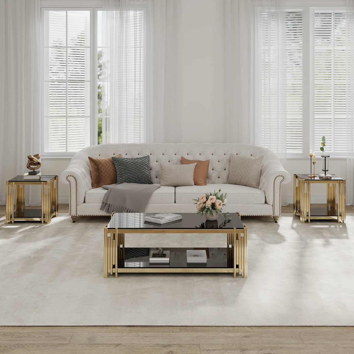 Rectangular Glass Top Coffee Table T6720