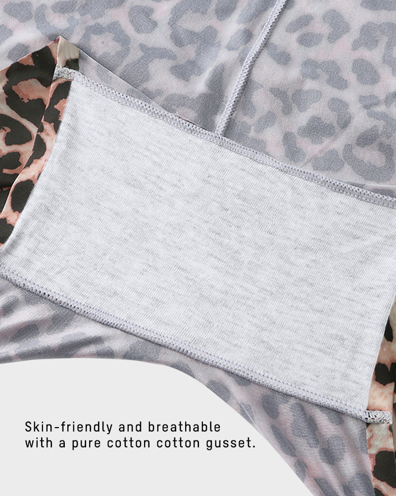 Mid-Rise Ice Silk Leopard Panties 6 Pack D455811