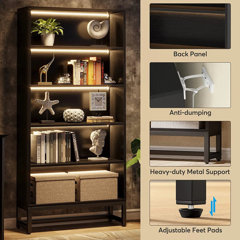 5 Shelf Bookcase with Led Lights R536235