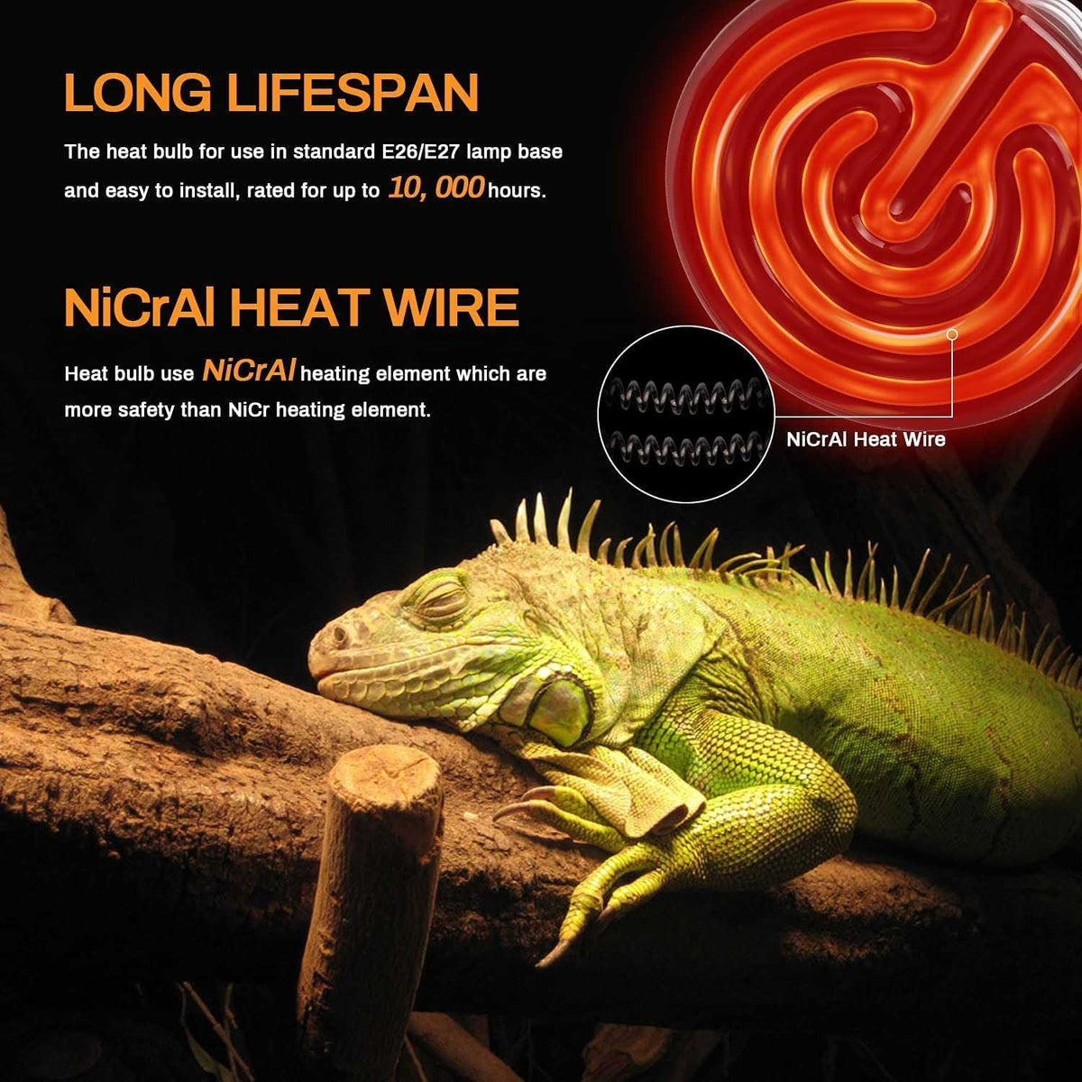 Ceramic Heat Emitter Reptile Heat Lamp with Digital-Thermometer M720