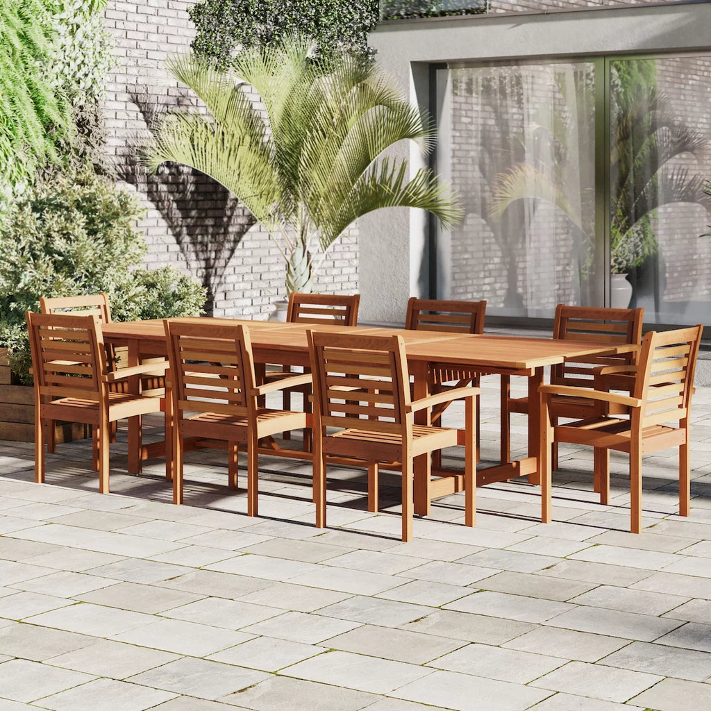 9-Piece Eucalyptus Extendable Rectangular Patio Dining Set N182