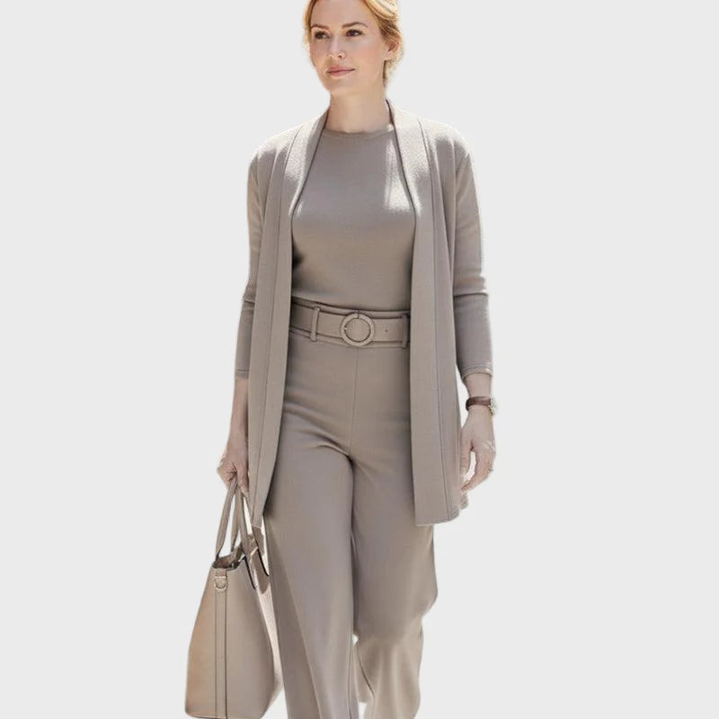 3-Piece Long Cardigan Top and Pants Set D944378