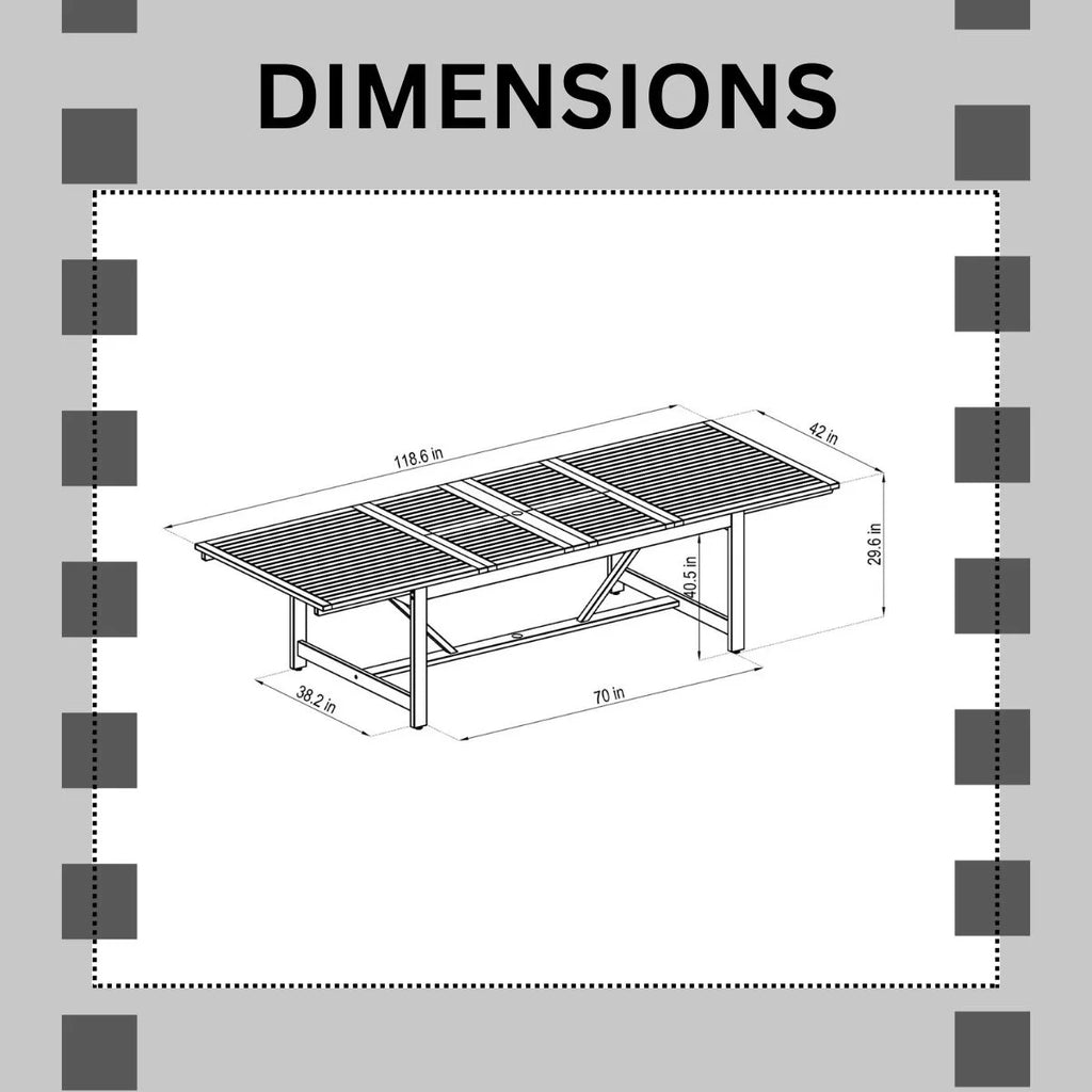 9-Piece Eucalyptus Extendable Rectangular Patio Dining Set N182