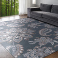 5' x 7' Gray and Cream Polypropylene Indoor Area Rug B42531