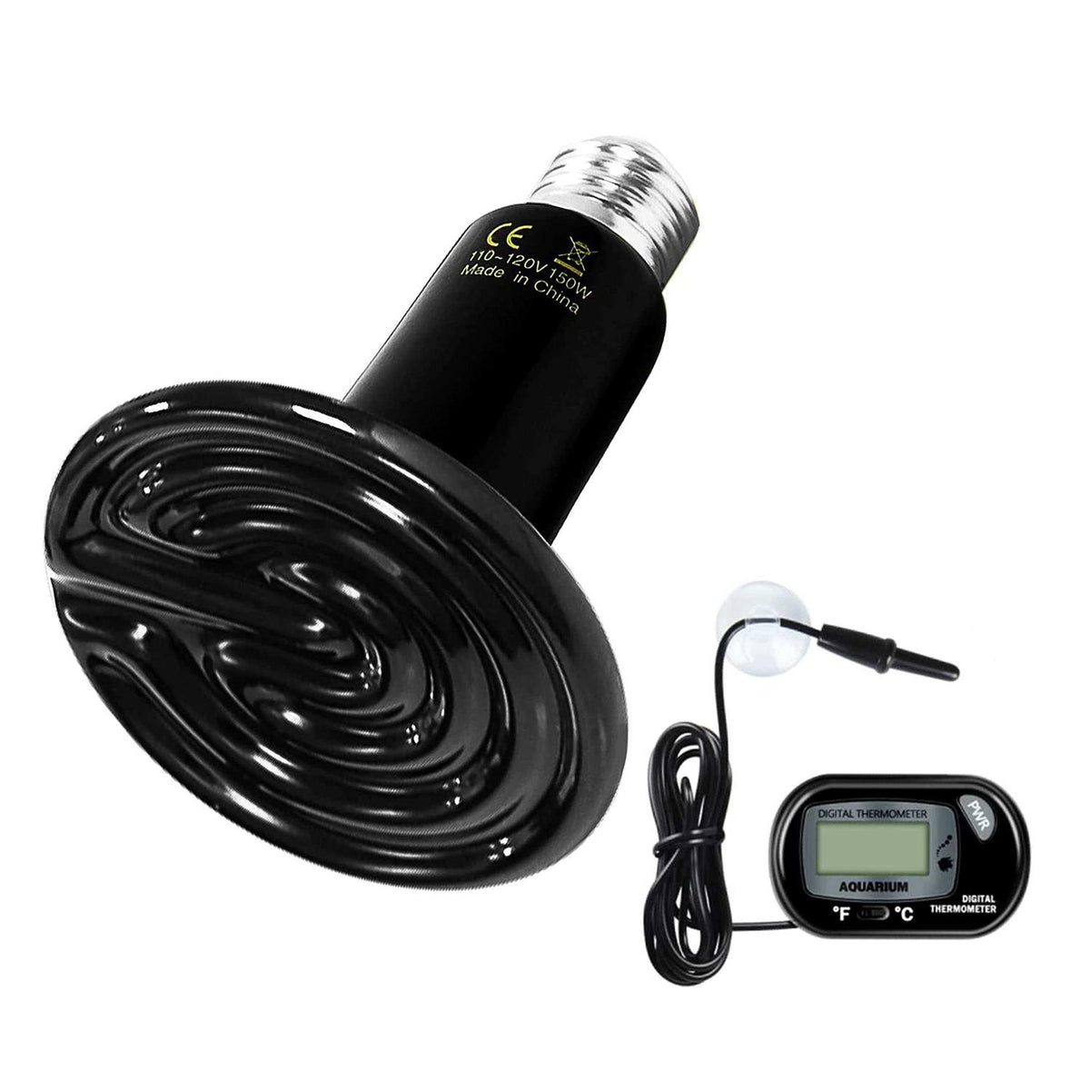 Ceramic Heat Emitter Reptile Heat Lamp with Digital-Thermometer M720