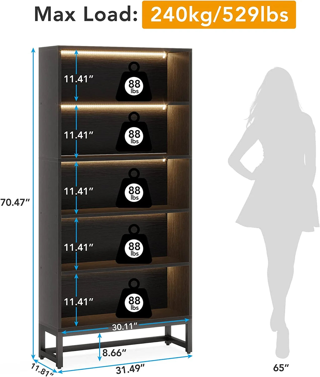 5 Shelf Bookcase with Led Lights R536235