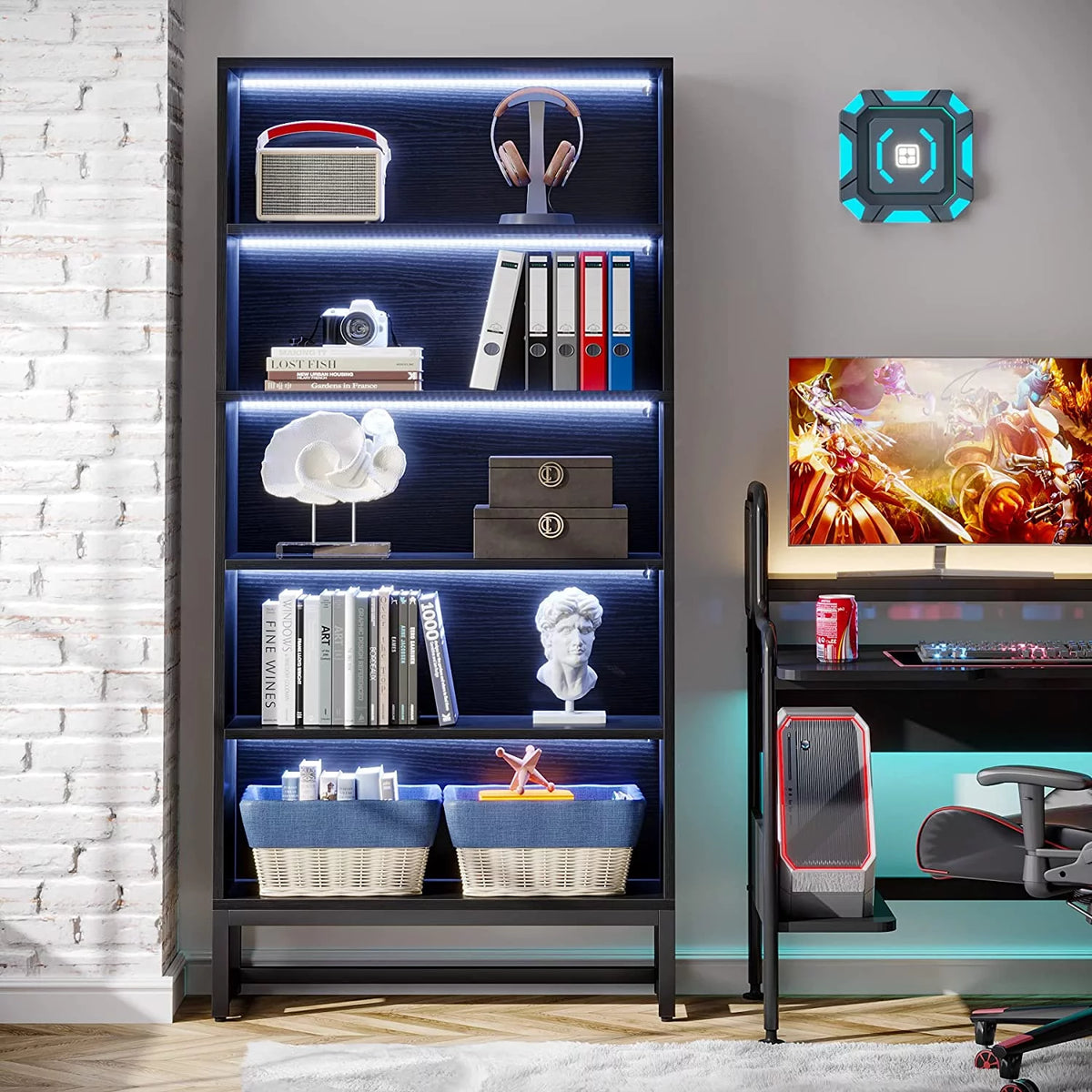 5 Shelf Bookcase with Led Lights R536235