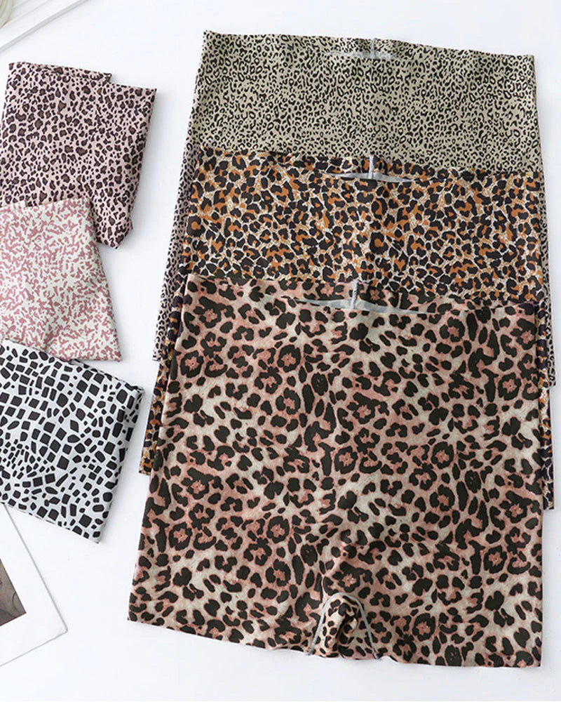 Mid-Rise Ice Silk Leopard Panties 6 Pack D455811