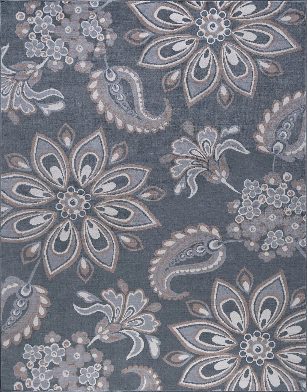 5' x 7' Gray and Cream Polypropylene Indoor Area Rug B42531